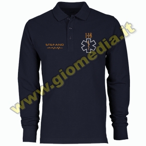 Polo Blu Navy - Manica Lunga - Personalizzabile 