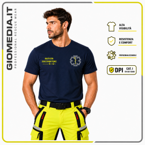T-Shirt Unisex per Soccorritori in Cotone Blu Navy | GioMedia