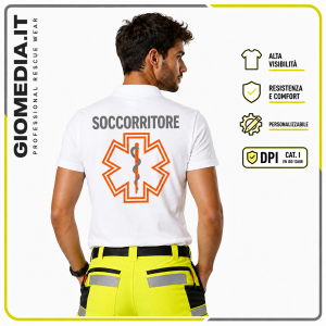 Polo Unisex per Soccorritori in Cotone Bianca | GioMedia