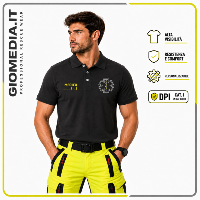 POLO DA SOCCORSO UNISEX NERA