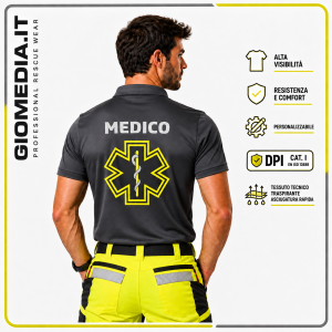 Polo Tecnica Unisex per Soccorritori Nera | GioMedia
