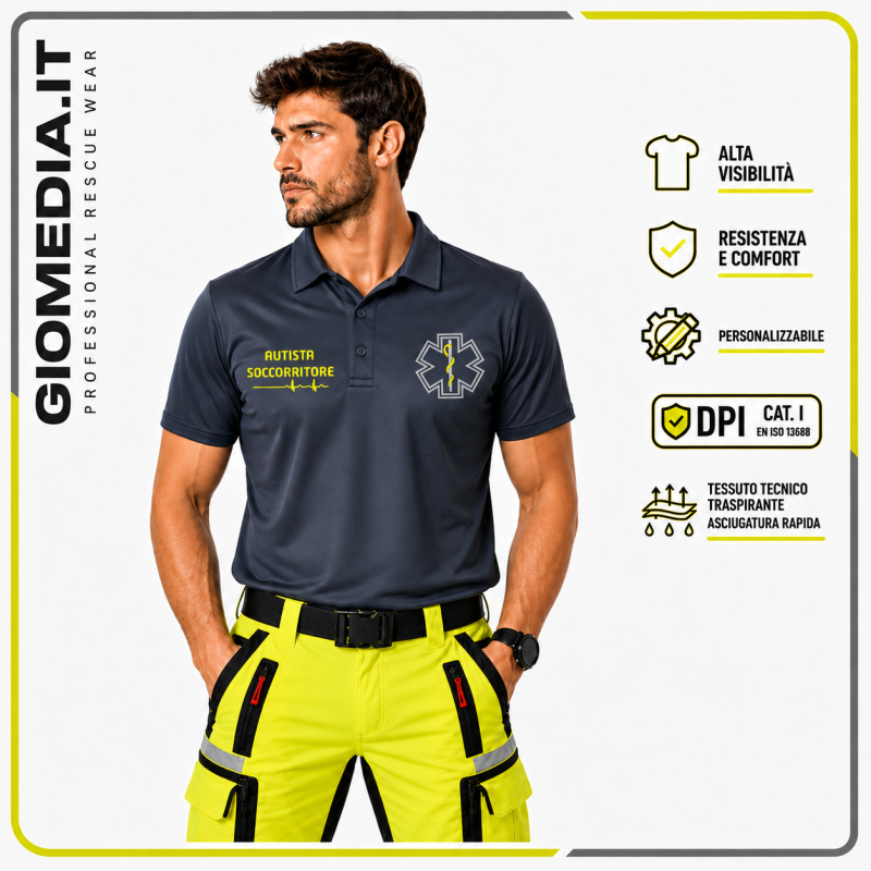 Polo Tecnica Unisex per Soccorritori Blu Navy | GioMedia