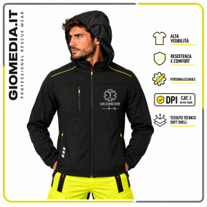 Giubbino softshell da soccorso con cappuccio estraibile
