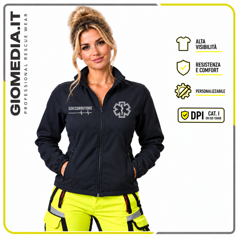 GIUBBOTTO DA SOCCORSO RES-Q SHELL DONNA BLU NAVY PERSONALIZZABILE