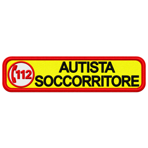 PATCH RICAMATA CM 10X2,5 112 AUTISTA SOCCORRITORE GIALLO FLUO