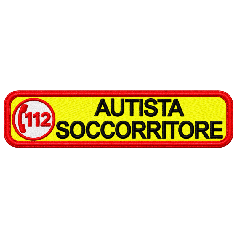 PATCH RICAMATA CM 10X2,5 112 AUTISTA SOCCORRITORE GIALLO FLUO