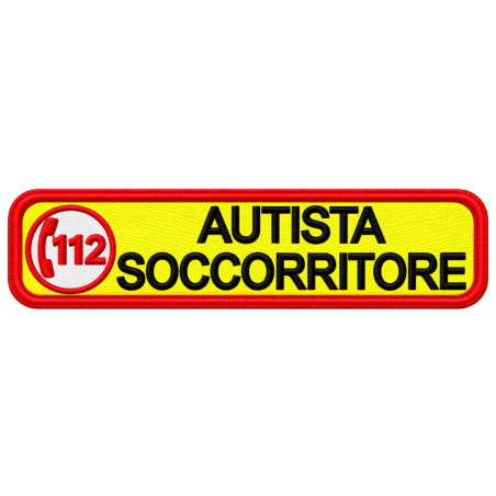 PATCH RICAMATA CM 10X2,5 112 AUTISTA SOCCORRITORE GIALLO FLUO