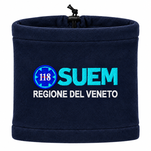 SCALDACOLLO IN PILE BLU NAVY  RICAMATO SUEM VENETO ACCREDITATO
