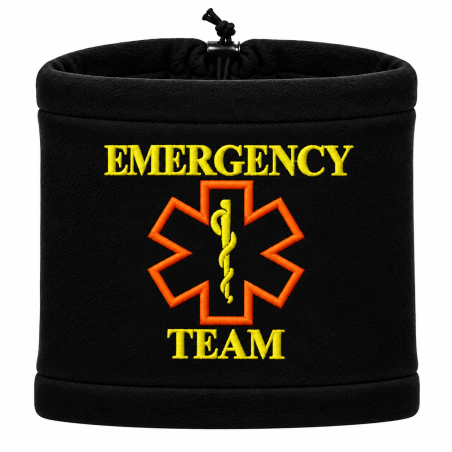 Scaldacollo in pile nero ricamato Emergency Team