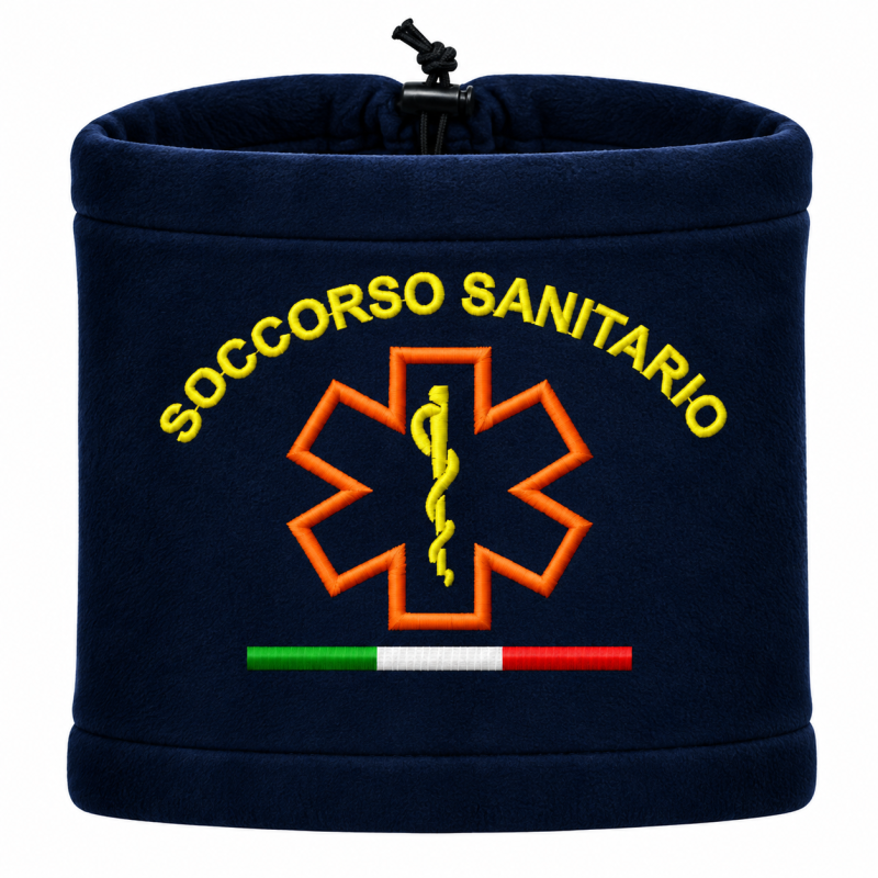 copy of SCALDACOLLO IN PILE BLU NAVY RICAMATO 112 EMERGENZA