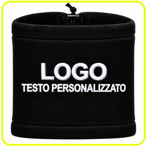 Scaldacollo in pile nero ricamato personalizzato con logo e testo