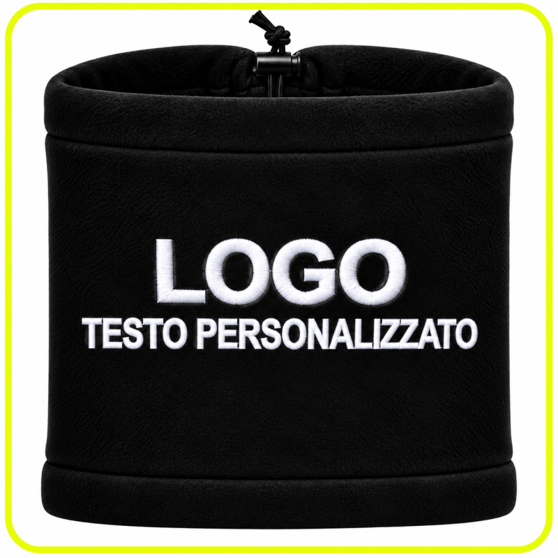 Scaldacollo in pile nero ricamato personalizzato con logo e testo