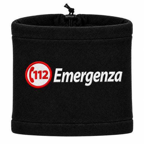 Scaldacollo in pile nero ricamato 112 Emergenza