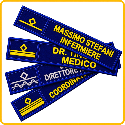Patch ricamata personalizzabile 12,5×2,5 cm con grado operatore
