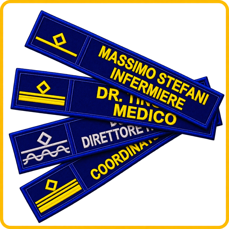 Patch ricamata personalizzabile 12,5×2,5 cm con grado operatore