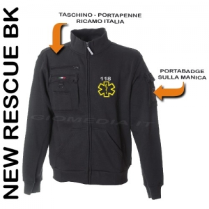 Felpa New Rescue Bk Con Porta Penne, Taschino Zip, Portabadge.