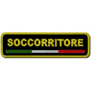 Etichetta Patch ricamata 10x2 cm SOCCORRITORE + ITALIA