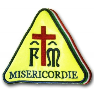 Etichetta Patch Ricamata Nuova Misericordia con tricolore 9x7,5 Cm 