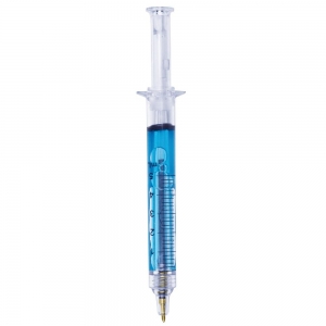 PENNA A FORMA DI SIRINGA LIQUIDO BLU PENNA A FORMA DI SIRINGA LIQUIDO BLU